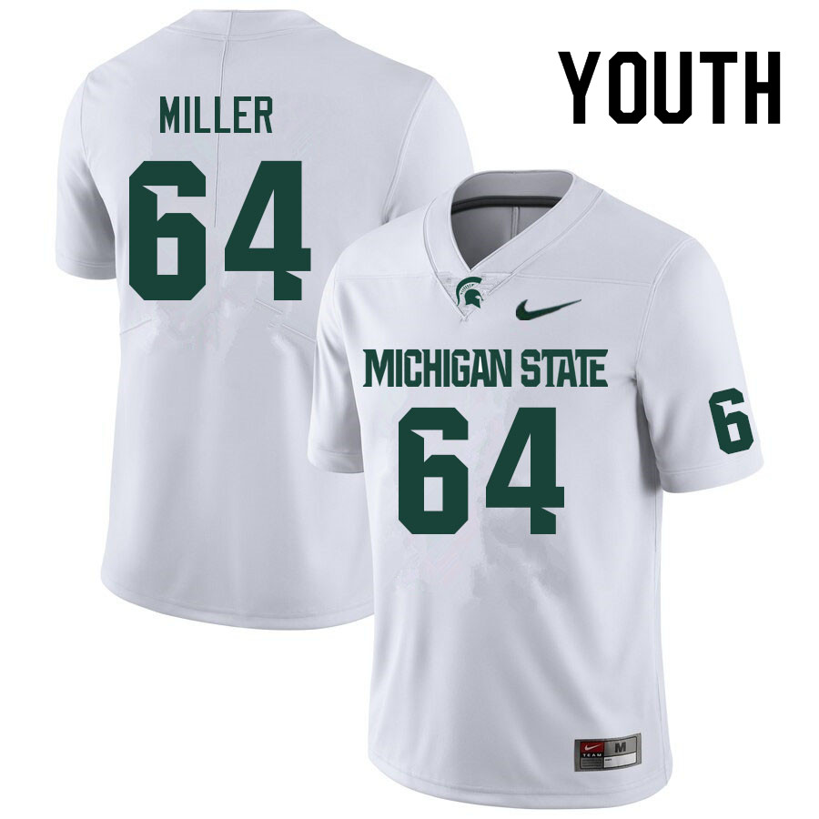Youth #64 Braden Miller Michigan State Spartans College Football Jerseys Sale-White
